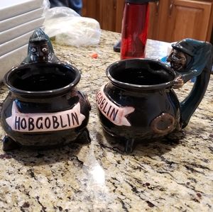 Hobgoblin witch pint mugs with cauldron, ceramic